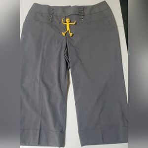 Women’s Lane Bryant Plus Striped Cropped Dress Pants with Button detailing